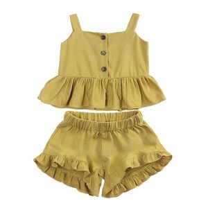 Mustard Ruffle Top and Shorts Set